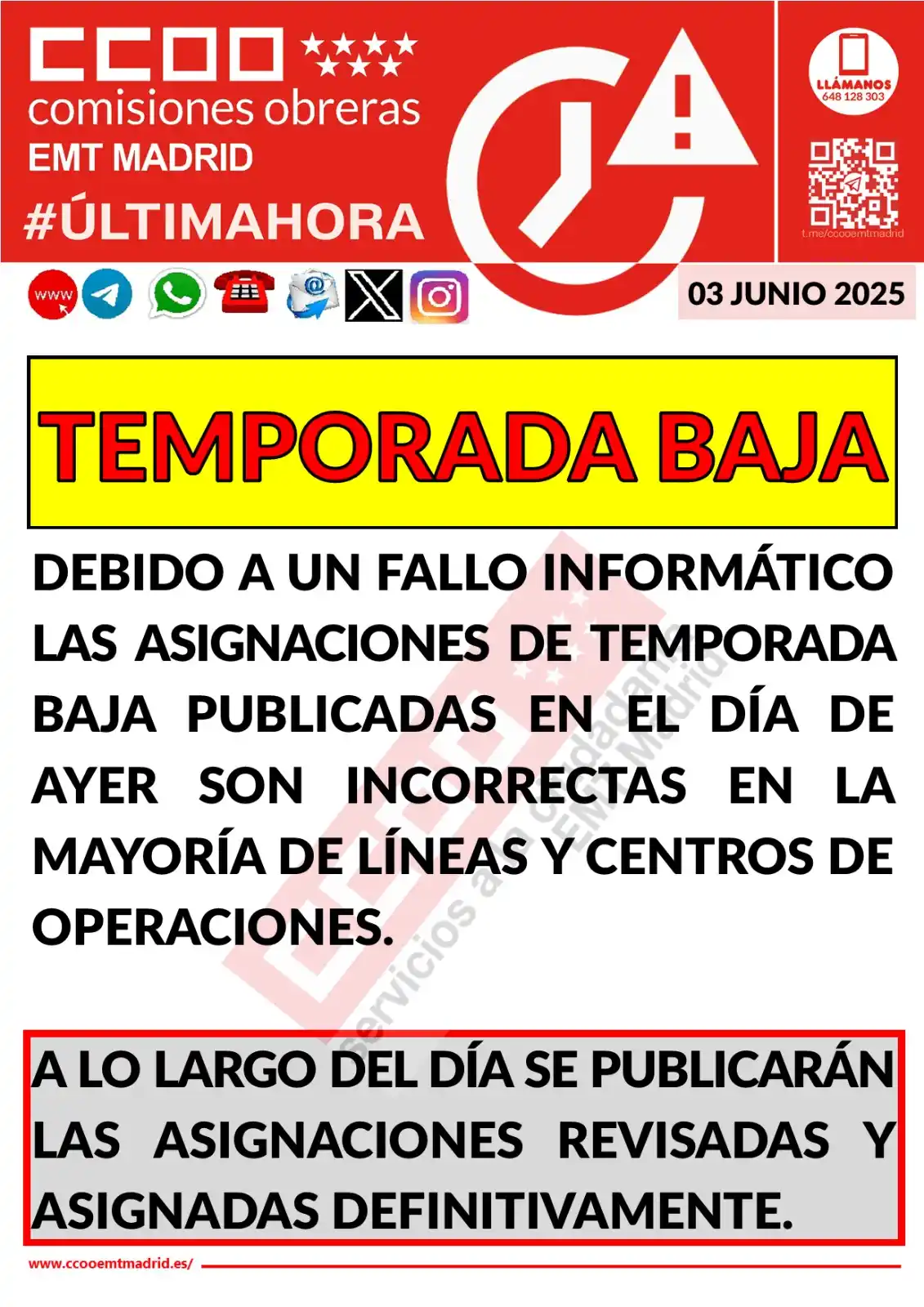 CCOO-EMT MADRID post