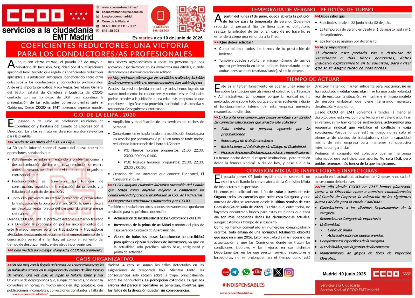 CCOO-EMT MADRID post