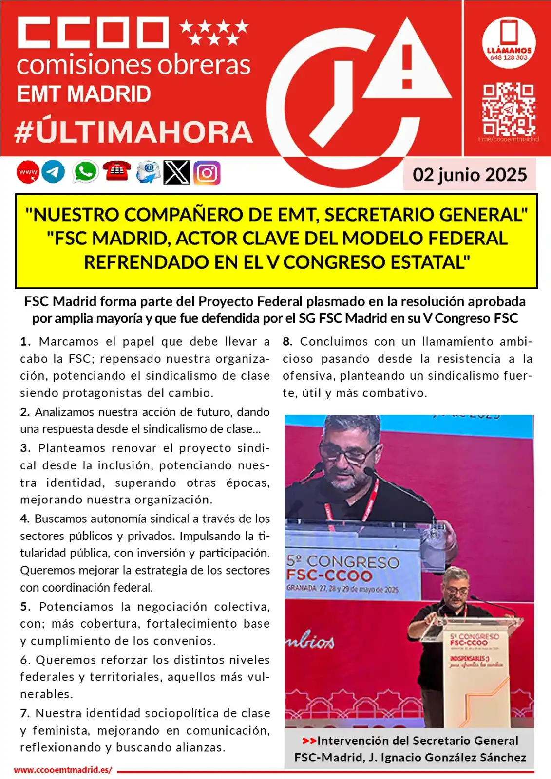 CCOO-EMT MADRID post