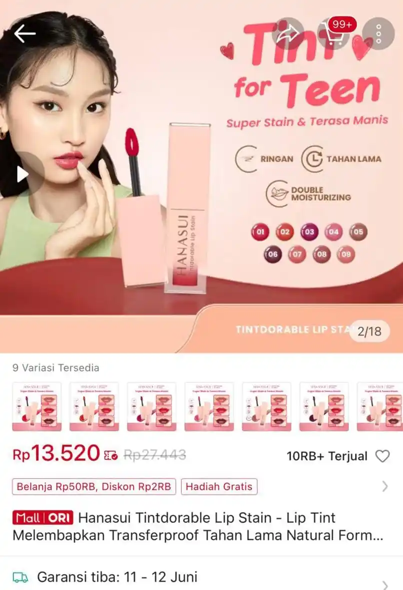 Image from shopee finds #barangmurah🎀: Cepettt liptint hanasui https://s.shopee.co.id/3LEwBel6Ru...