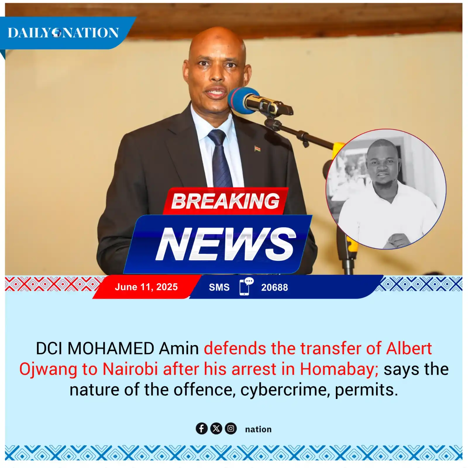 Image from Nation.Africa: DCI MOHAMED Amin defends the transfer of Albert Ojwang to Nairobi afte...