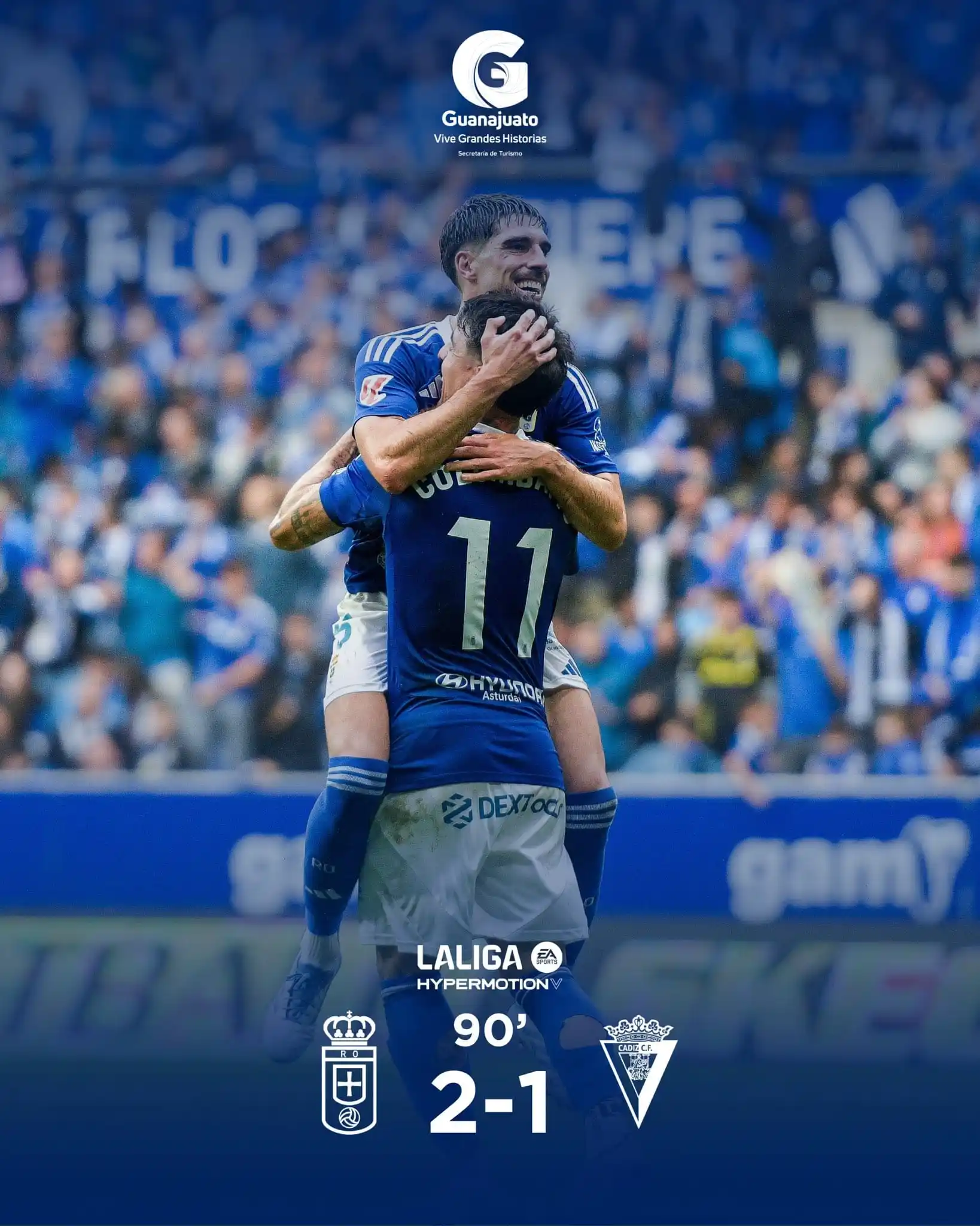 Image from Real Oviedo: ⏹️ FINAL en el Carlos Tartiere. ¡SEGUIMOS! ¡JUNTOS! 💙 <a class="text...