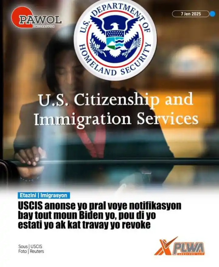 Image from INFO9+ JOURNAL EN LIGNE 🇭🇹 | +509 33 19 8981/ +509 33 14 4736 / +509 32 61 8915: 📌Nan yon alèt yo pibliye, ayè vandredi 6 jen 2025 lan, USCIS di yo pr...