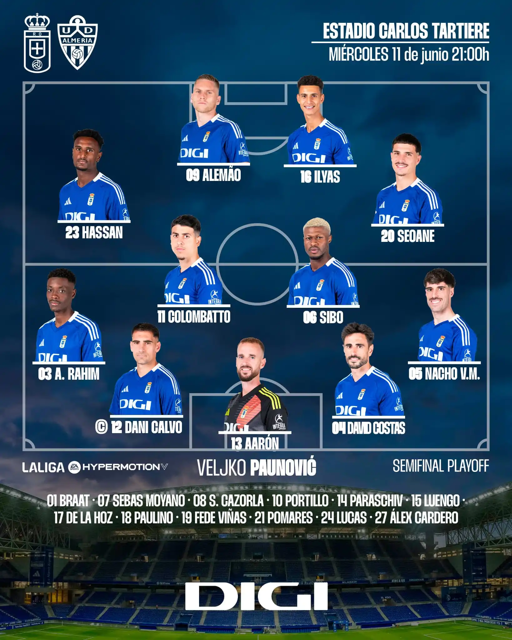 Image from Real Oviedo: ⚔️ Nuestro once 𝐏𝐥𝐚𝐲𝐨𝐟𝐟 𝐯𝐮𝐞𝐥𝐭𝐚 ⚔️ <a class="text-blue-50...