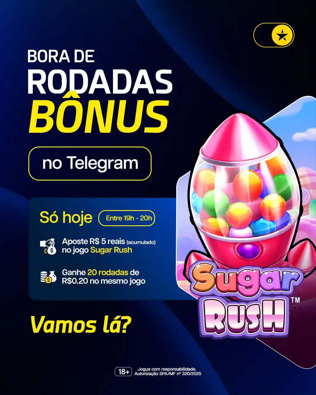 Image from EstrelaBet: O doce sabor das Rodadas Bônus é a boa de hoje para você no Telegram. ...
