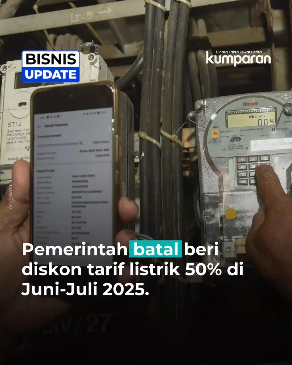 Image from kumparan: Pemerintah batal memberikan stimulus diskon tarif listrik 50% untuk pe...