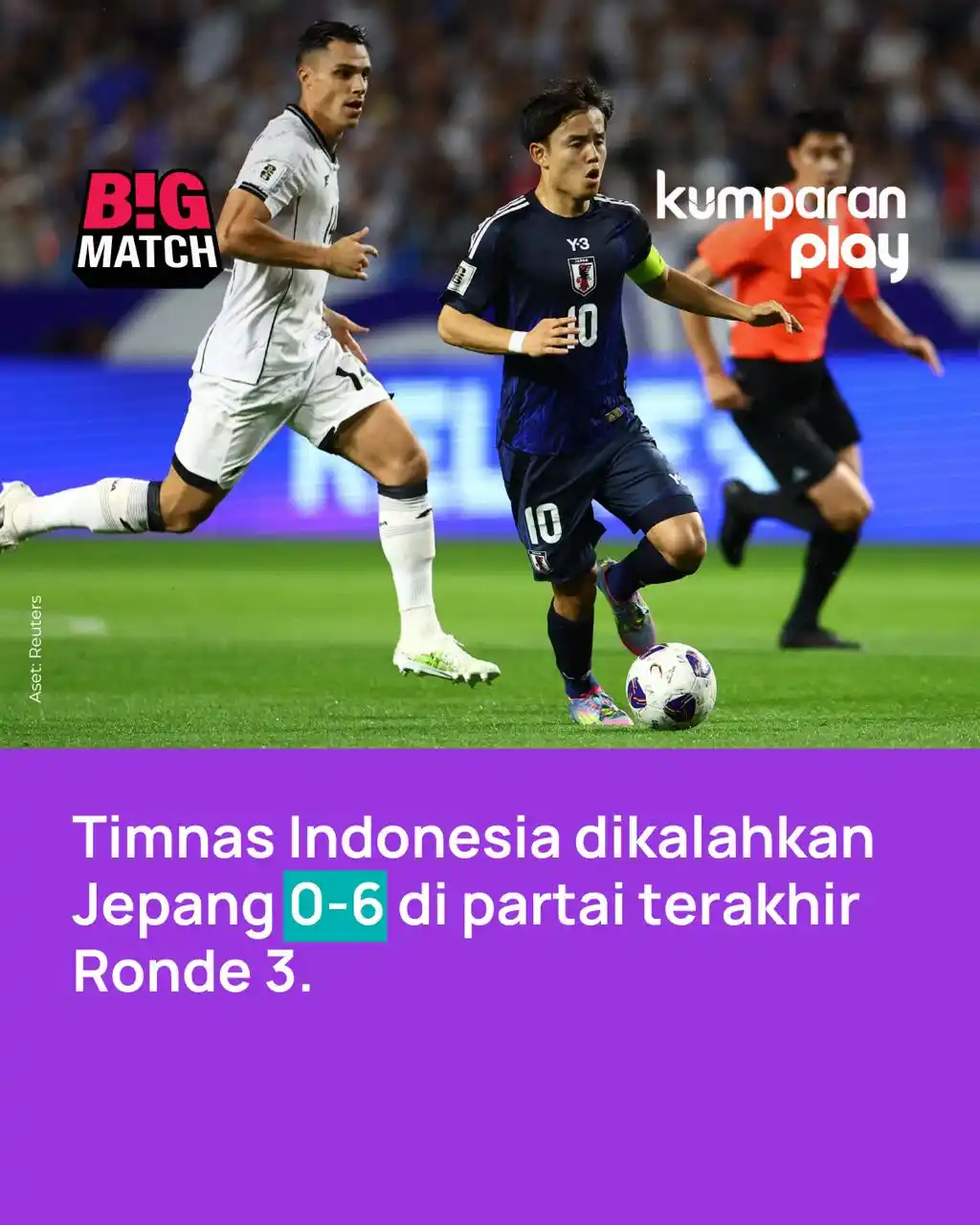 Image from kumparan: Timnas Indonesia dikalahkan Jepang dalam matchday terakhir Grup C Rond...