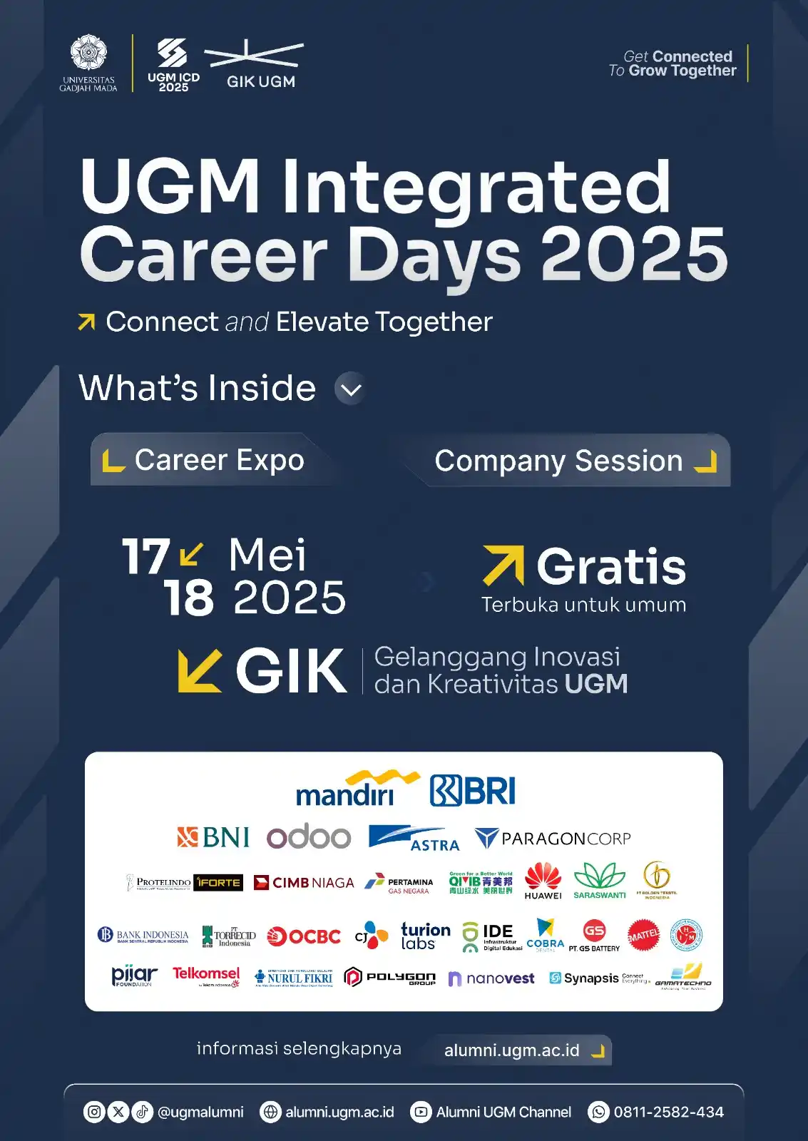 Image from Akademik dan Kemahasiswaan Fakultas Geografi UGM: *[UGM Integrated Career Days Mei 2025 : Connect and Elevate Together]*...
