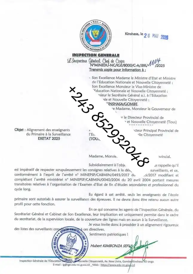 Image from INFOS EXETAT 2024-2025: *🚨 ALERTE INFO SURVEILLANCE À L'EXETAT2025* *L'inspecteur Général de...