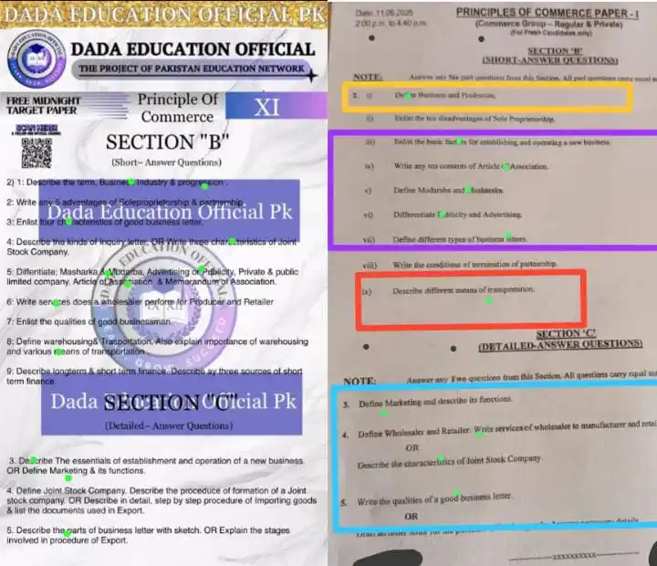 Image from Dada Education official Pk: *Dada education official Pakistan* Xl POC COMMERCE *FREE MIDNIGHT💯🙏...