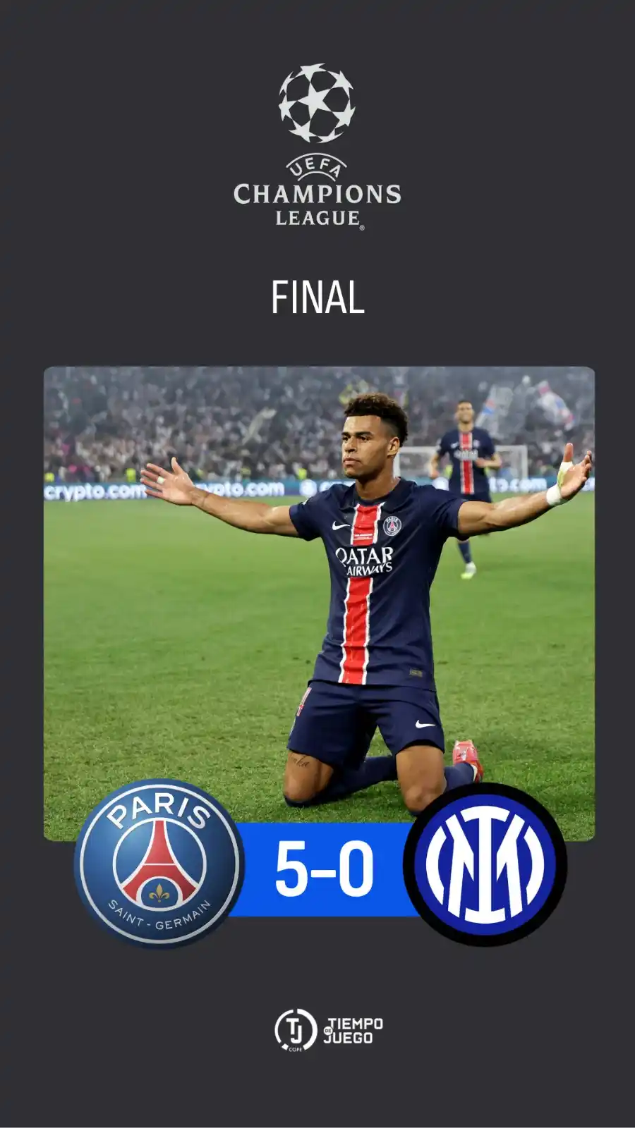 Image from Tiempo de Juego COPE: 🏆 ¡FINAL! ¡EL PSG ES CAMPEÓN DE EUROPA POR PRIMERA VEZ EN SU HISTORIA...