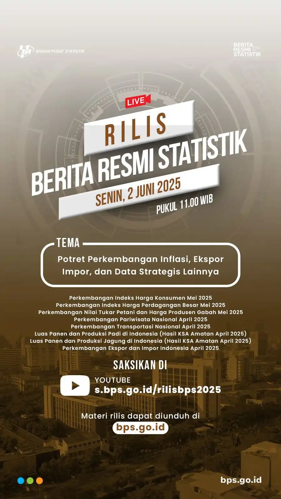 Image from Badan Pusat Statistik: Halo Sahabat Data, hari ini (2/6) Badan Pusat Statistik (BPS) akan mel...