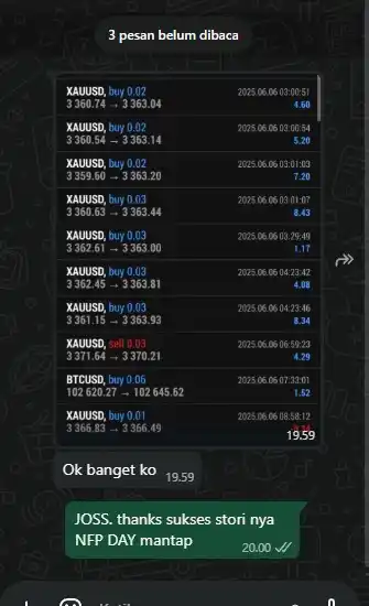 Image from Kebunsaham SUCCESS stories para Member VIP: NFP day profit +155 PIP kena......