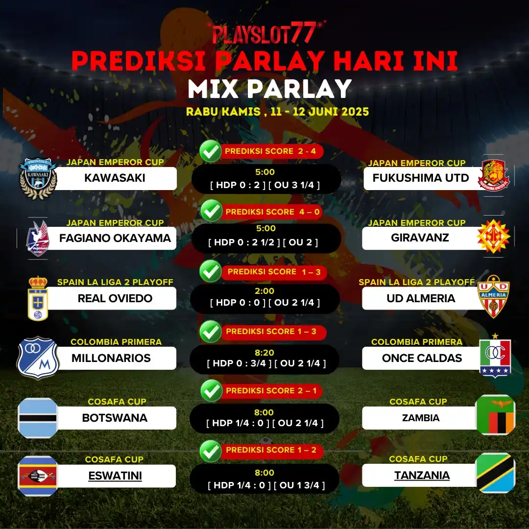 Image from INFO GAME HOKI VERSI PLAYSLOT77: 📅PREDIKSI PERTANDINGAN BOLA MIX PARLAY BERSAMA PLAYSLOT77📅 🚩RABU K...