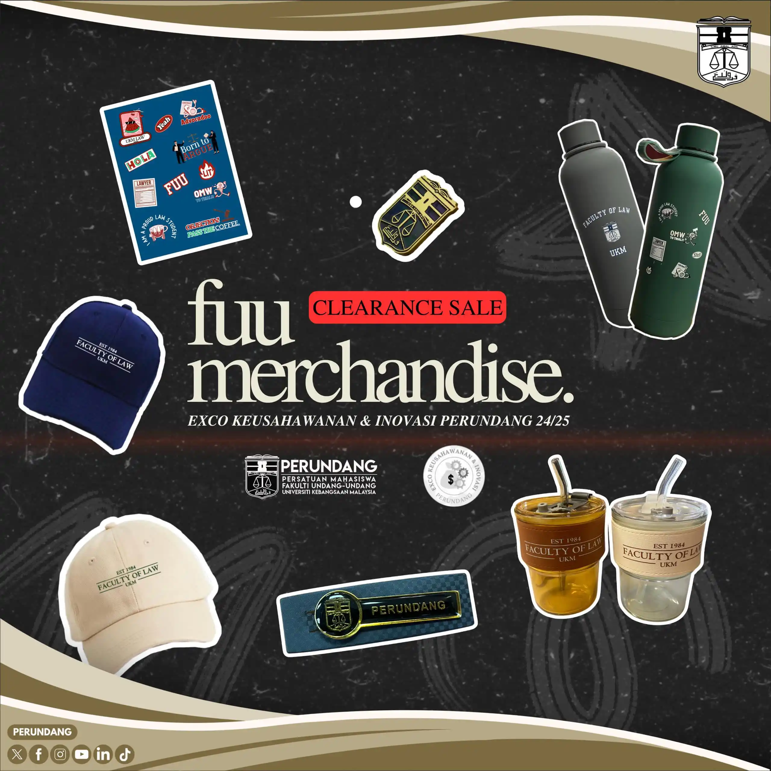 Image from Info Rasmi Fakulti Undang-undang: [PROMOSI: JUALAN PENGHABISAN STOK MERCHANDISE FUU]  Assalamualaikum da...
