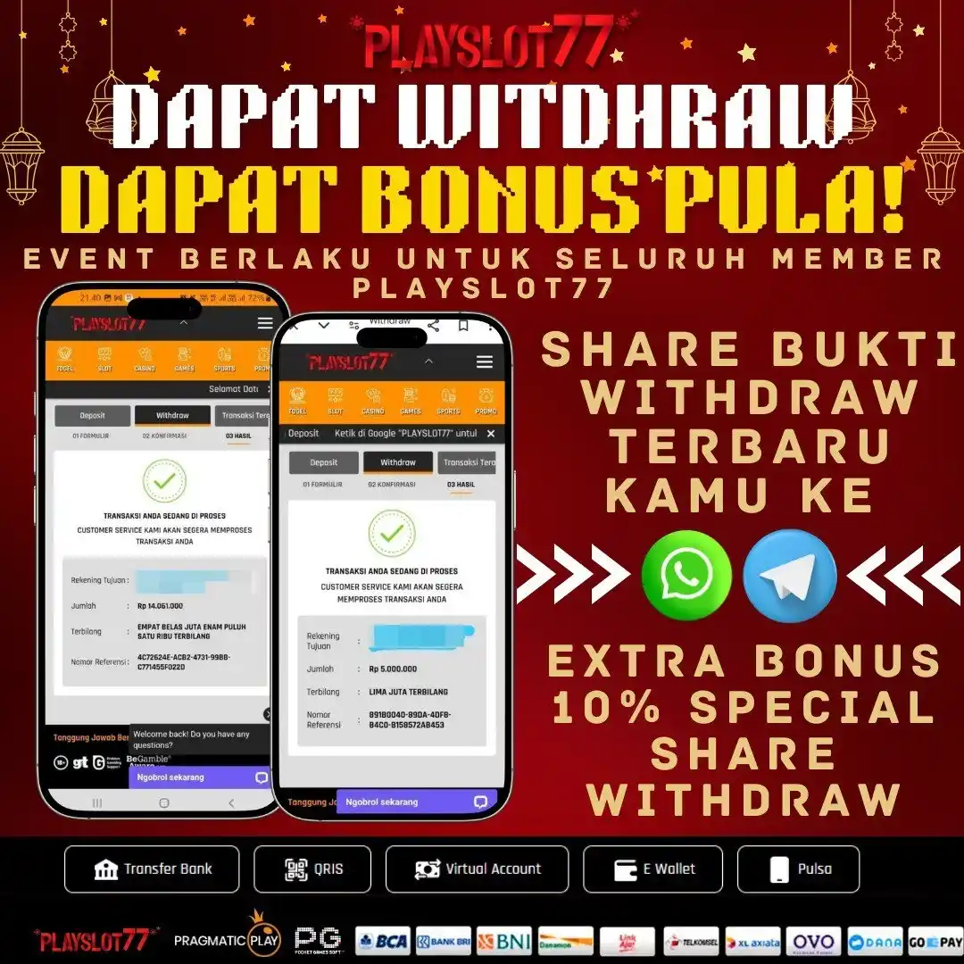 Image from INFO GAME HOKI VERSI PLAYSLOT77: *❗🔈SHARE KEMENANGAN KAMU DI KASIH BONUS EXTRAAAA🔈❗*  *Syarat Dan Ket...