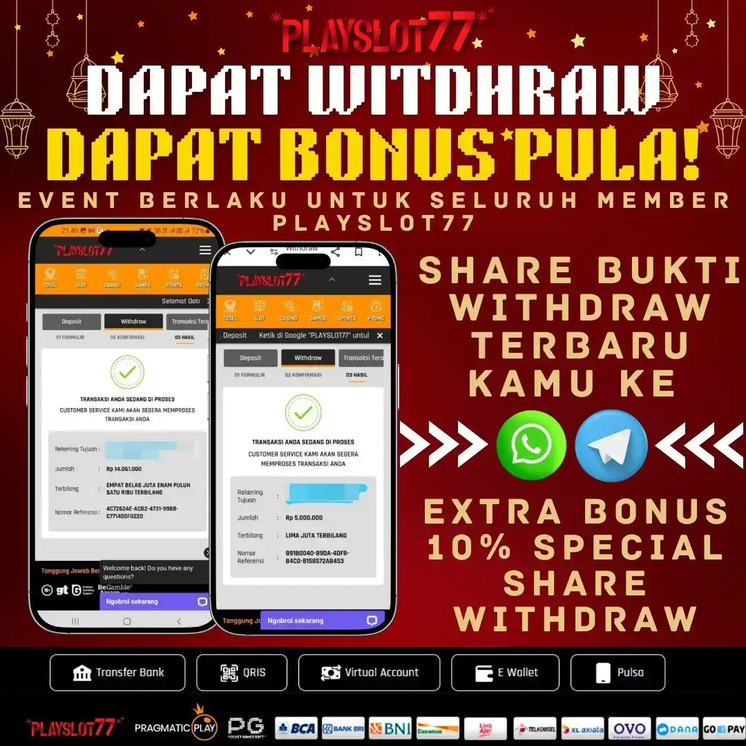 Image from INFO GAME HOKI VERSI PLAYSLOT77: *❗🔈SHARE KEMENANGAN KAMU DI KASIH BONUS EXTRAAAA🔈❗*  *Syarat Dan Ket...