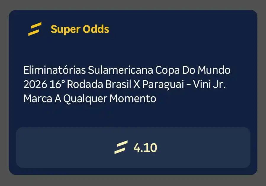 Image from RODADAS GRÁTIS E BÔNUS 🌟: ⚽️ SUPER ODDS ⚽️ BET NACIONAL ➡️ VINI JR. FAZER 1 GOL NA PARTI...