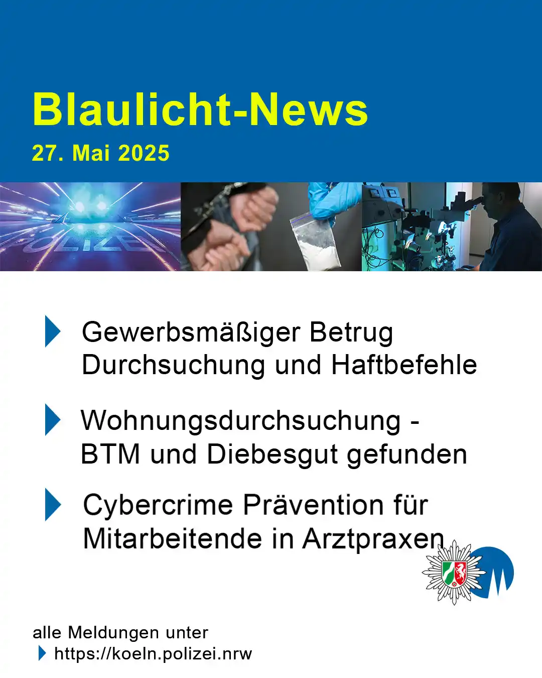 Image from Polizei NRW Köln: Unsere Blaulicht-News aus Köln und Leverkusen: 1️⃣ Gewerbsmäßiger Bet...