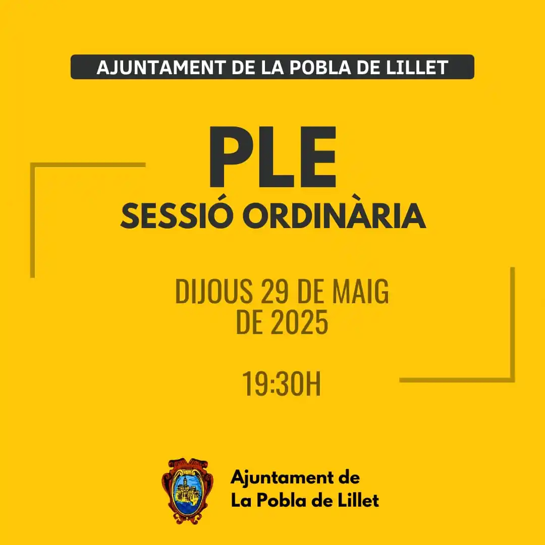 Image from Ajuntament de la Pobla de Lillet: 🏫 Dijous 29 de maig a les 19:30h. tenim Ple Ordinari a l'Ajuntament d...