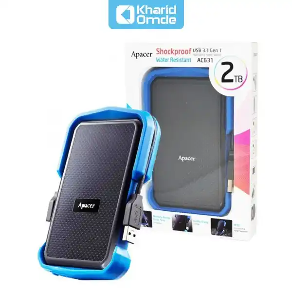 Image from kharidomde.com: ✅ *هارد اکسترنال اپیسر (Apacer) مدل AC631 USB3.1 ظرفیت 2TB* 📔 استاند...