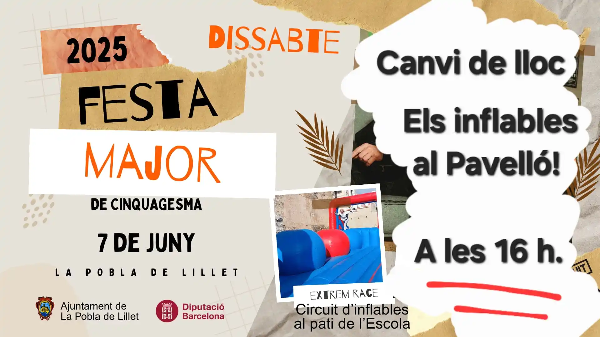 Image from Ajuntament de la Pobla de Lillet: ℹ️ ATENCIÓ, CANVI DE LLOC 🎉 FESTA MAJOR de Cinquagesma 💐 🔹 Avui d...
