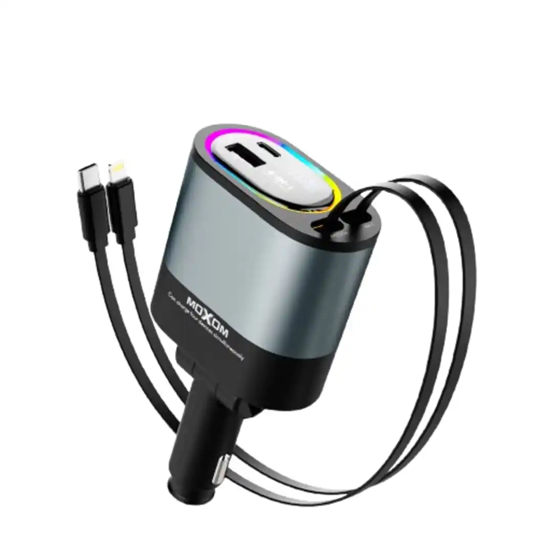 Image from VILLAGE TECH: *MOXOM 4 IN 1 SHADOW CAR CHARGER* MX-VC46 🍃 Colorful LED 🍃Dual tele...