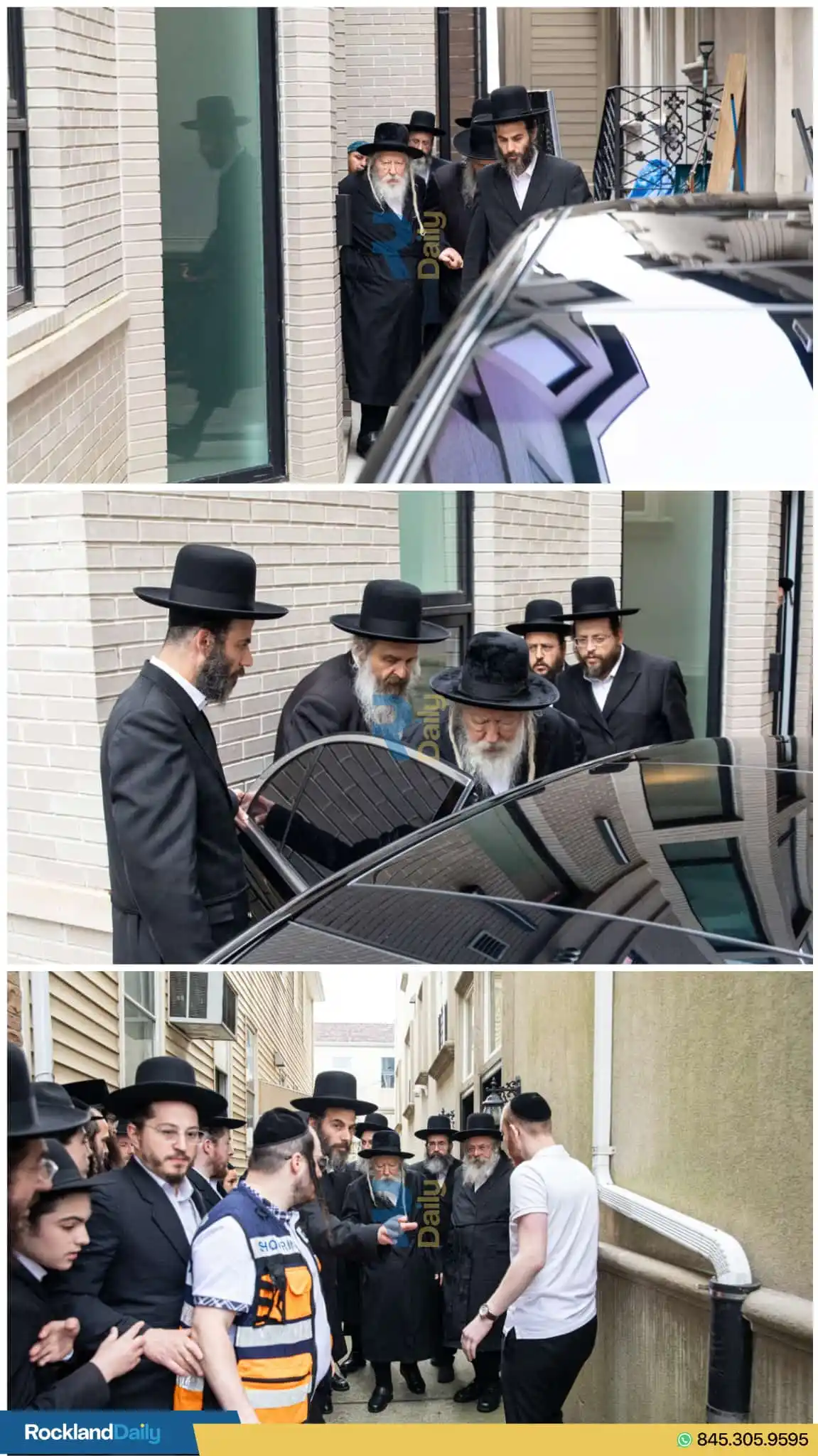 Image from Rockland Daily: *The Ger Rebbe leaving the house of his host, yesterday in Boro Park.*...
