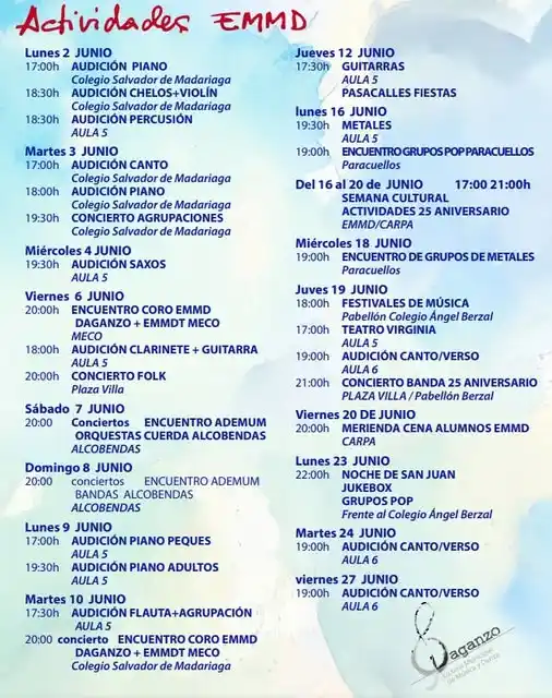 Image from Ayuntamiento de Daganzo de Arriba: ACIVIDADES EMMD 🎼 Audiciones, festivales y conciertos de final de cu...