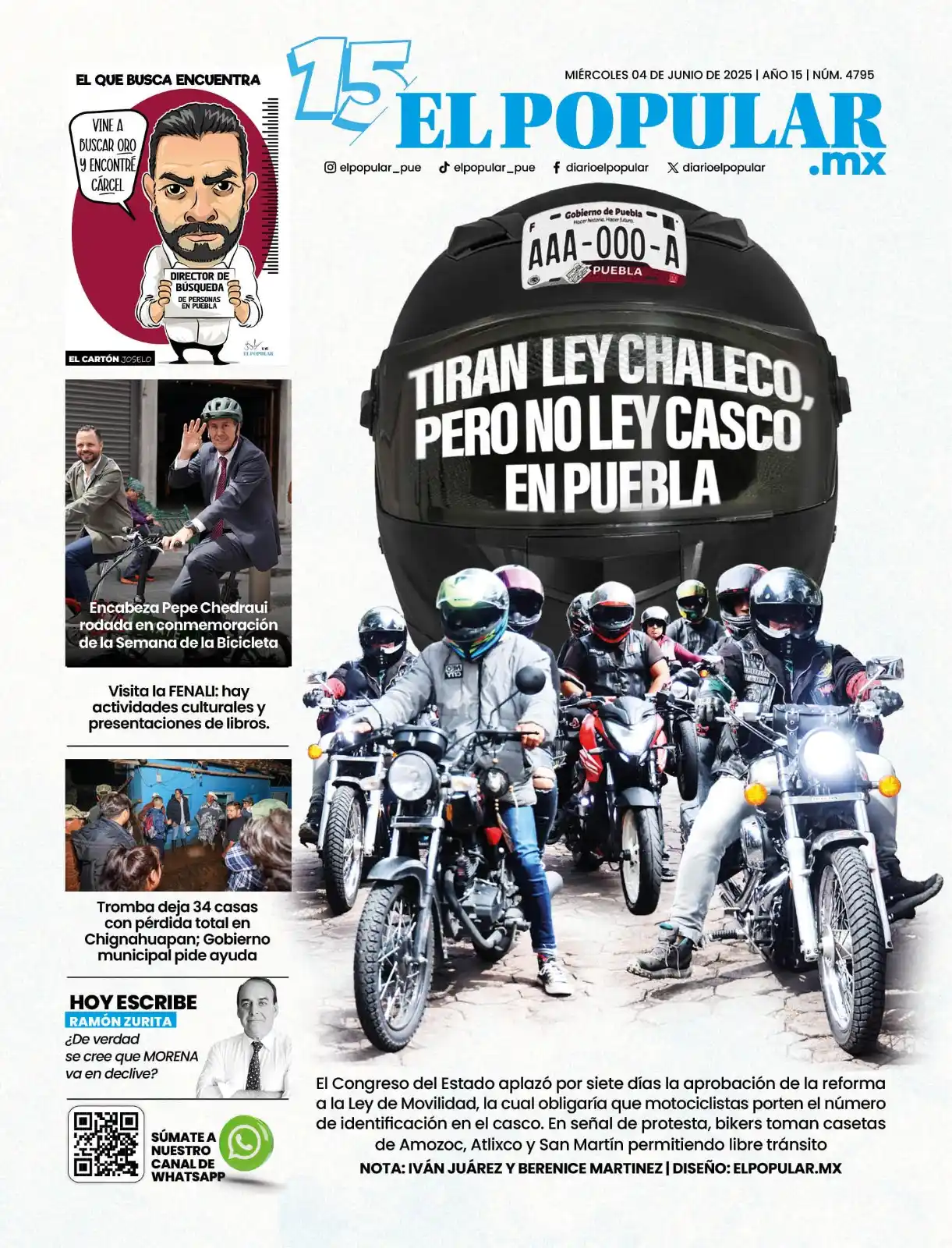 Image from 📰 El Popular mx. - Periodismo con causa: 🏍️EL CONGRESO DE PUEBLA APLAZA REFORMA DE LA LEY DE MOVILIDAD; MOTOCI...