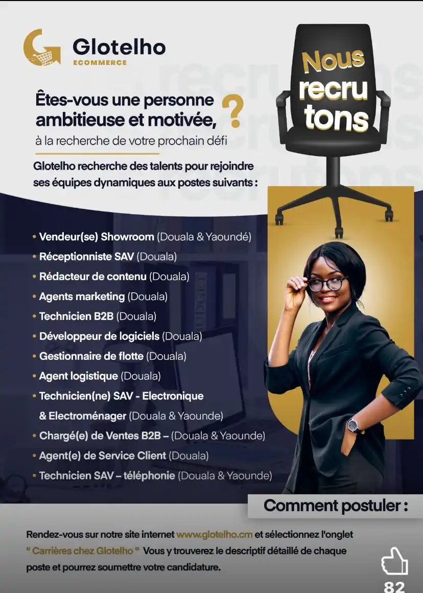 Image from Arch Africa Careers (#AAC): 📢 Glotelho recrute 🗣🗣🗣 Pour postuler ou pour avoir plus d'informat...