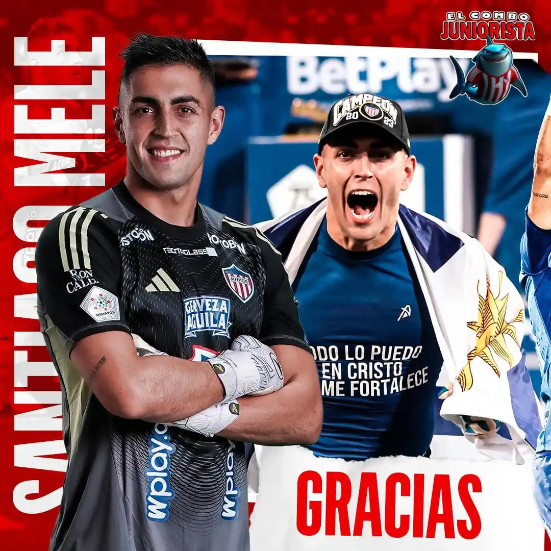Image from El Combo Juniorista 💪🏻🦈🇦🇹♥️: ¡GRACIAS, MELE! ❤️🦈 Santiago Mele se despide de nuestra institución,...