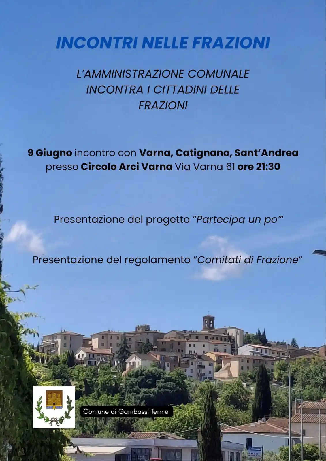 Image from Comune di Gambassi Terme: 📣 *Incontri nelle frazioni* L’Amministrazione Comunale di Gambassi T...