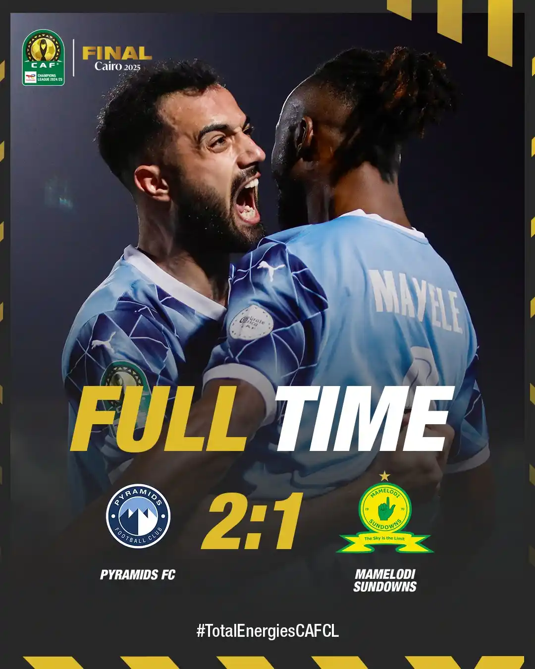 Image from SportyBet : 🏆Last night, Pyramids FC beat Mamelodi Sundowns 2-1 (3-2 on aggregate...
