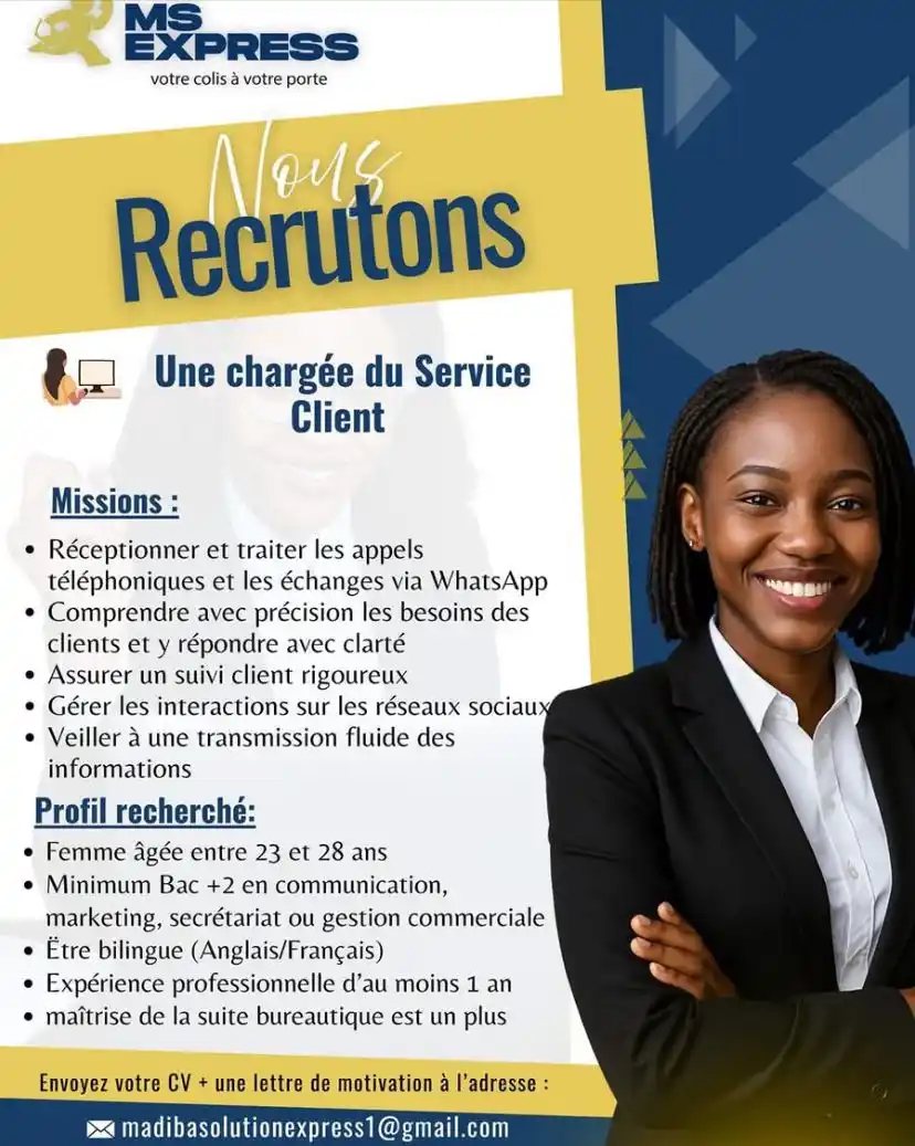 Image from Arch Africa Careers (#AAC): 🚨 OFFRE D’EMPLOI – Chargée du Service Client & Communication Digitale...