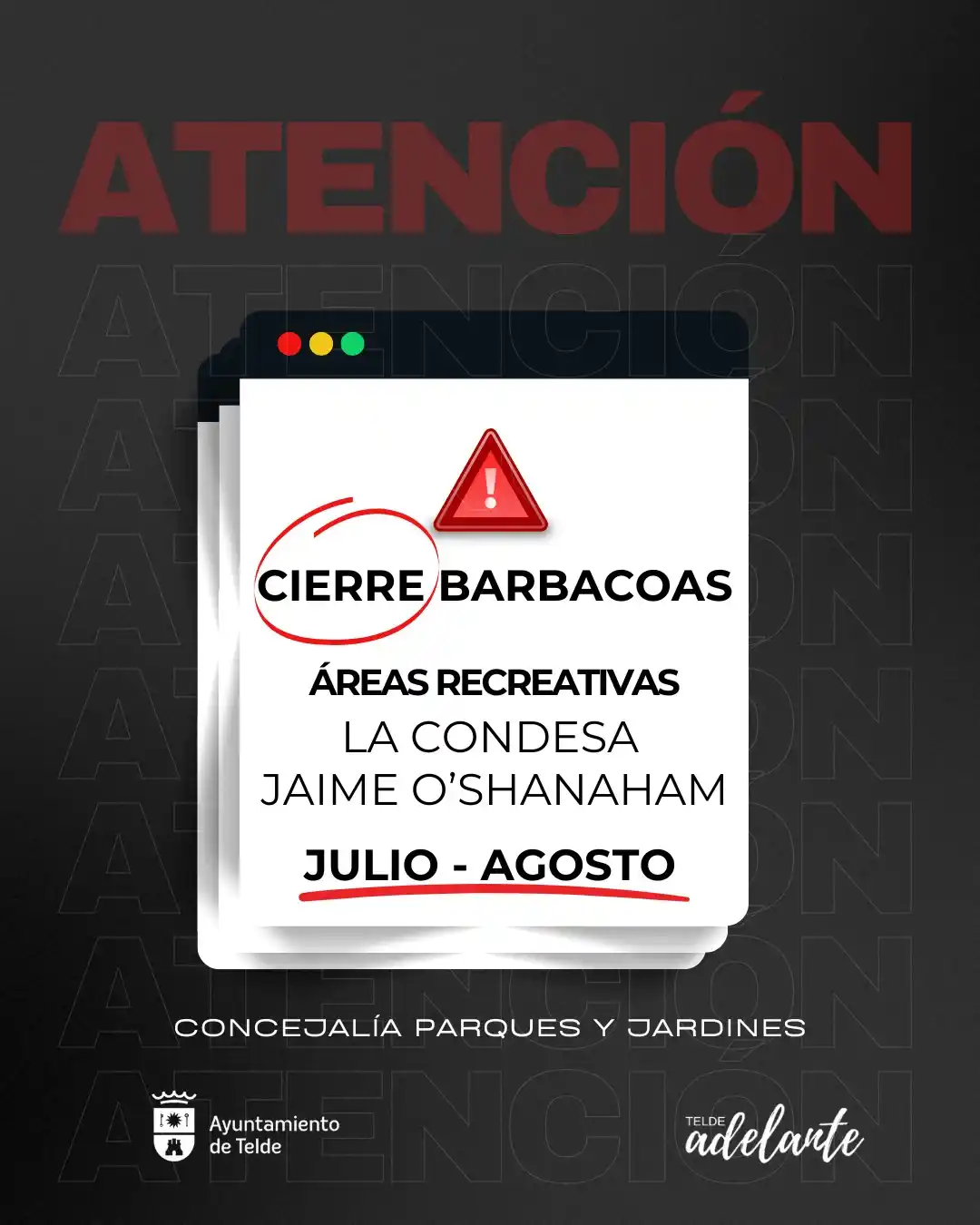 Image from Ayuntamiento de Telde: ❌🔥🥩Parques y Jardines *prohíbe el uso de barbacoas* en las áreas rec...