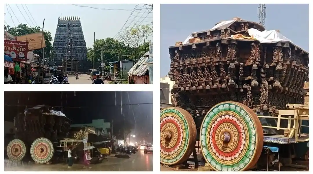 Image from The Great India News: ஸ்ரீமுஷ்ணம் பூவராக பெருமாள் தேர் பாதுகாப்பின்றி சேதம் – அறநிலைத்துறை அ...