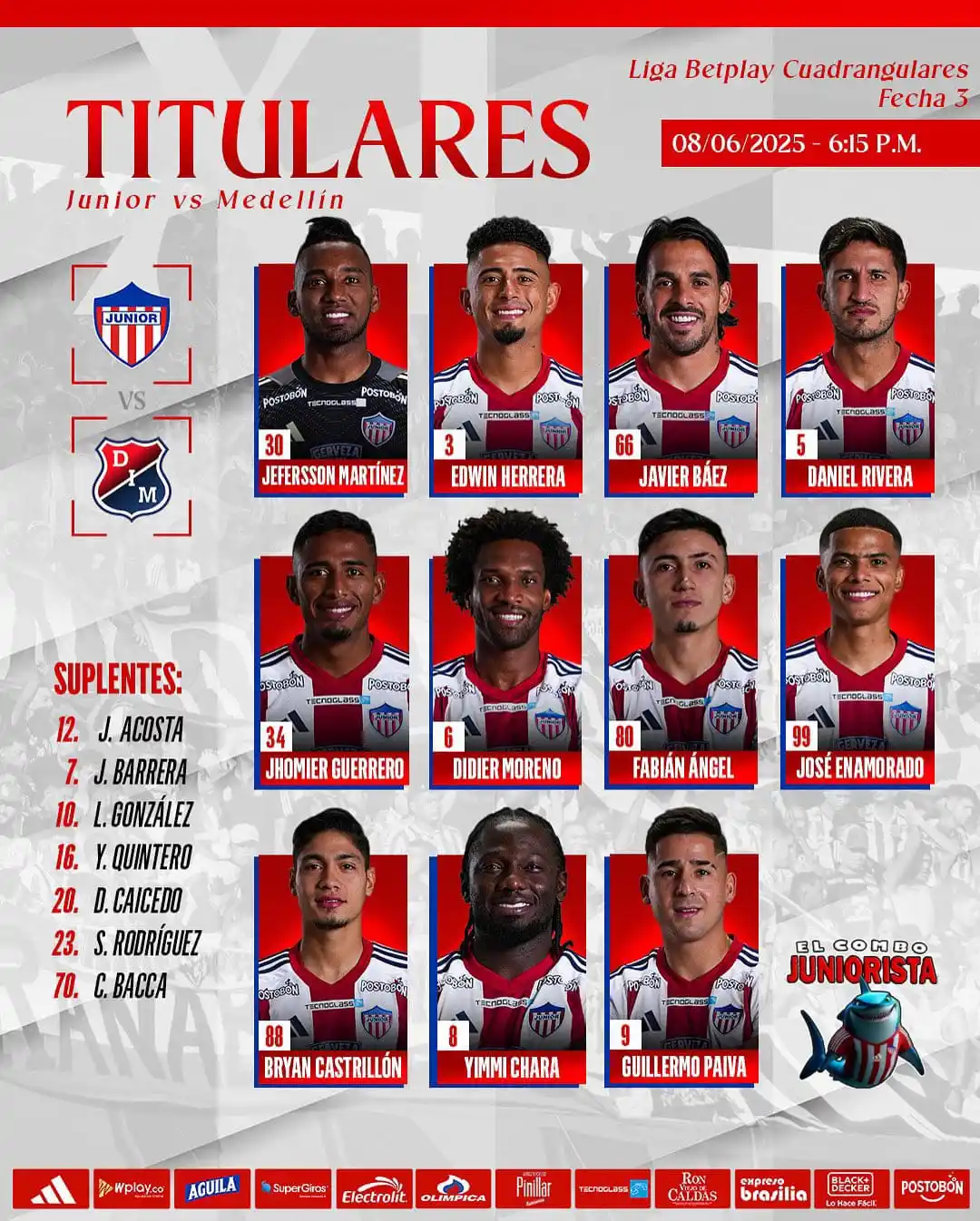 Image from El Combo Juniorista 💪🏻🦈🇦🇹♥️: 🔥🦈 ¡TITULARES! <a class="text-blue-500 hover:underline cursor-point...