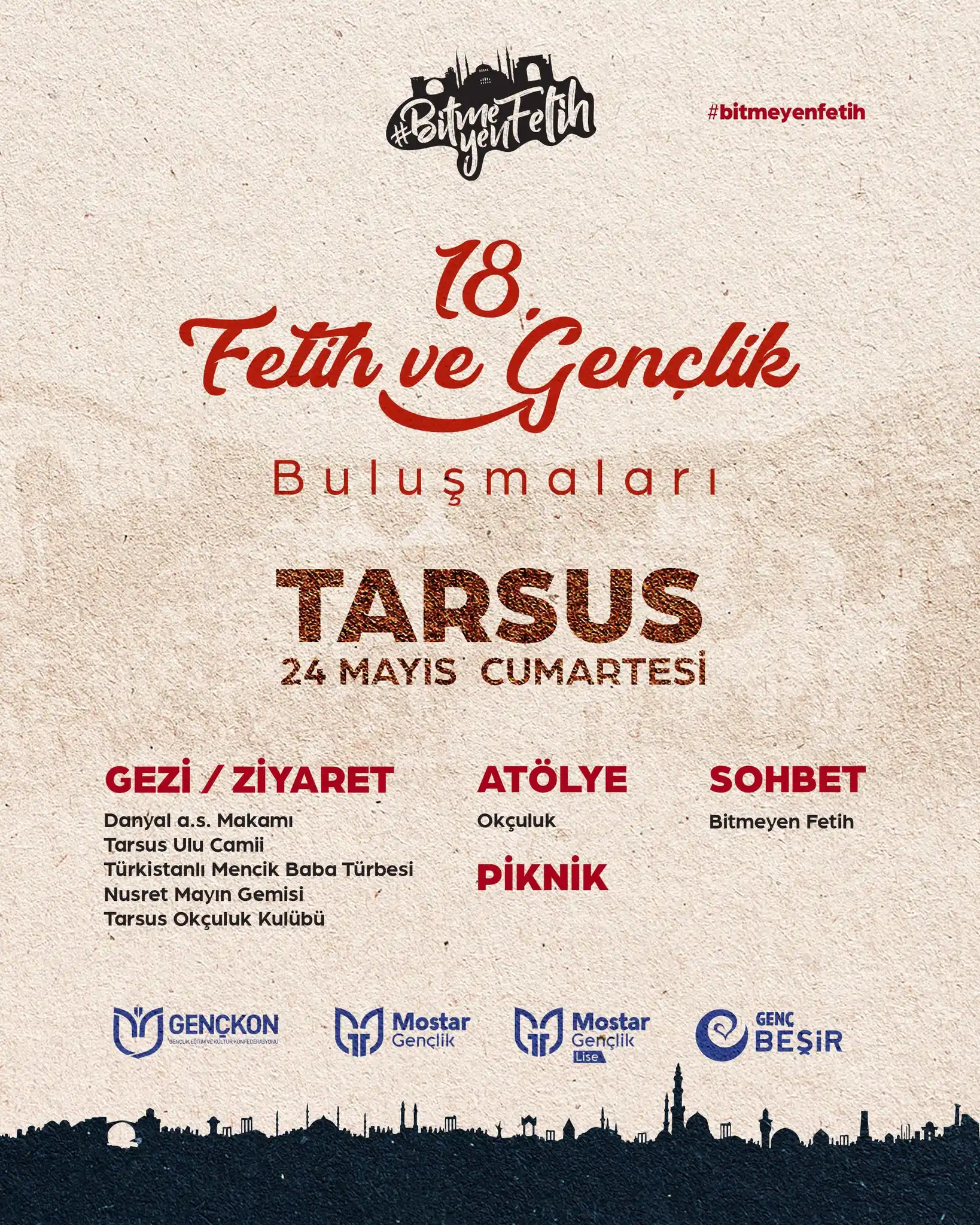 Image from GENÇKON: 🏹 18. Fetih ve Gençlik Buluşmaları 📍Tarsus 🗓️ 24 Mayıs <a class...