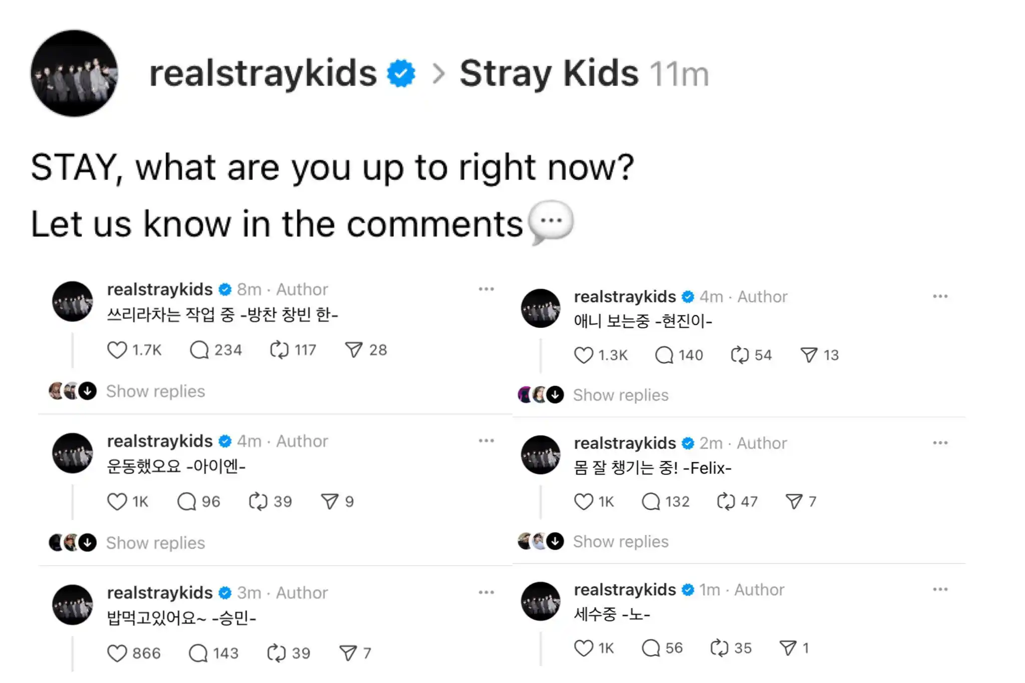 Image from YHYNJIN (현진이 🫶) : Actualización de Stray Kids en los hilos: "Stay, ¿qué estás haciendo...