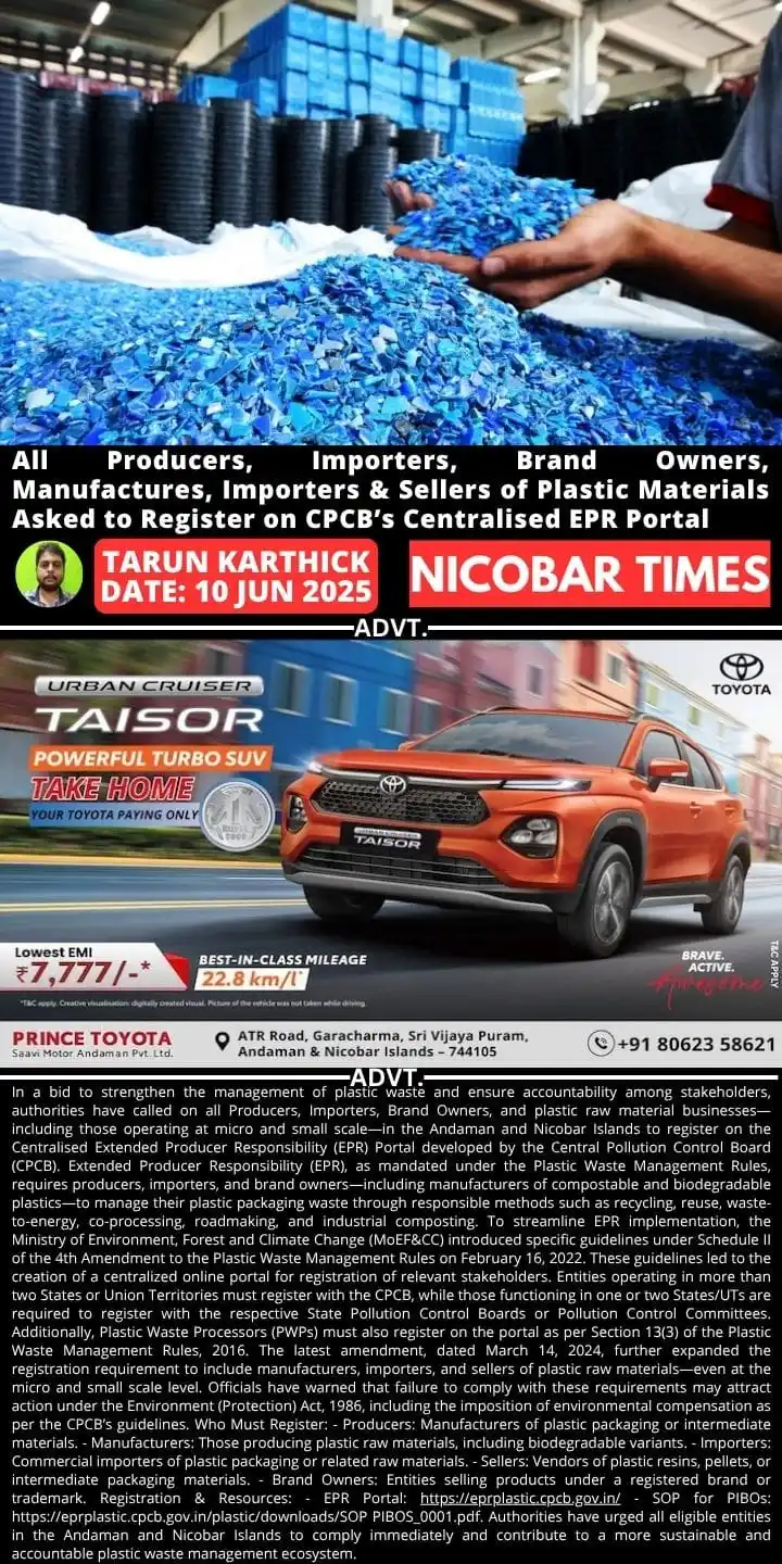 Image from Nicobar Times: *All Producers, Importers, Brand Owners, Manufactures, Importers & Sel...