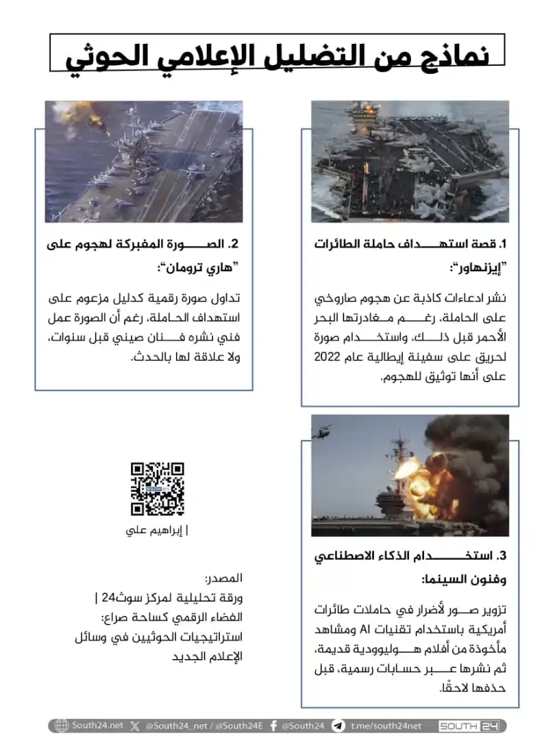 Image from مركز سوث24 | South24: انفوجرافيك:  نماذج من التضليل الإعلامي الحوثي  https://x.com/South24_n...