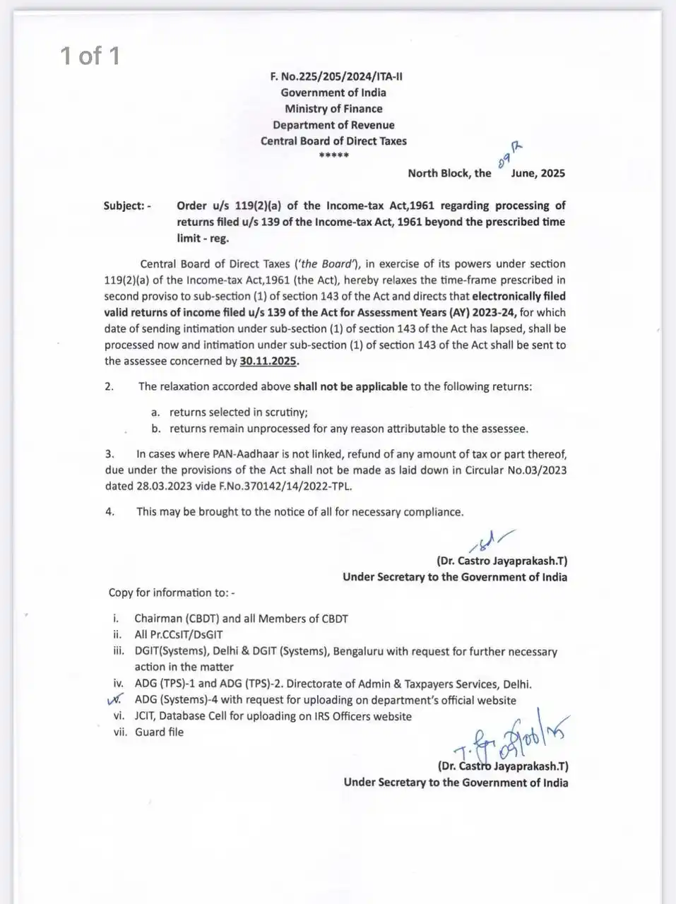 Image from Etaxindia: BREAKING: CBDT extends its own deadline to process AY 2023-24 ITRs (fi...