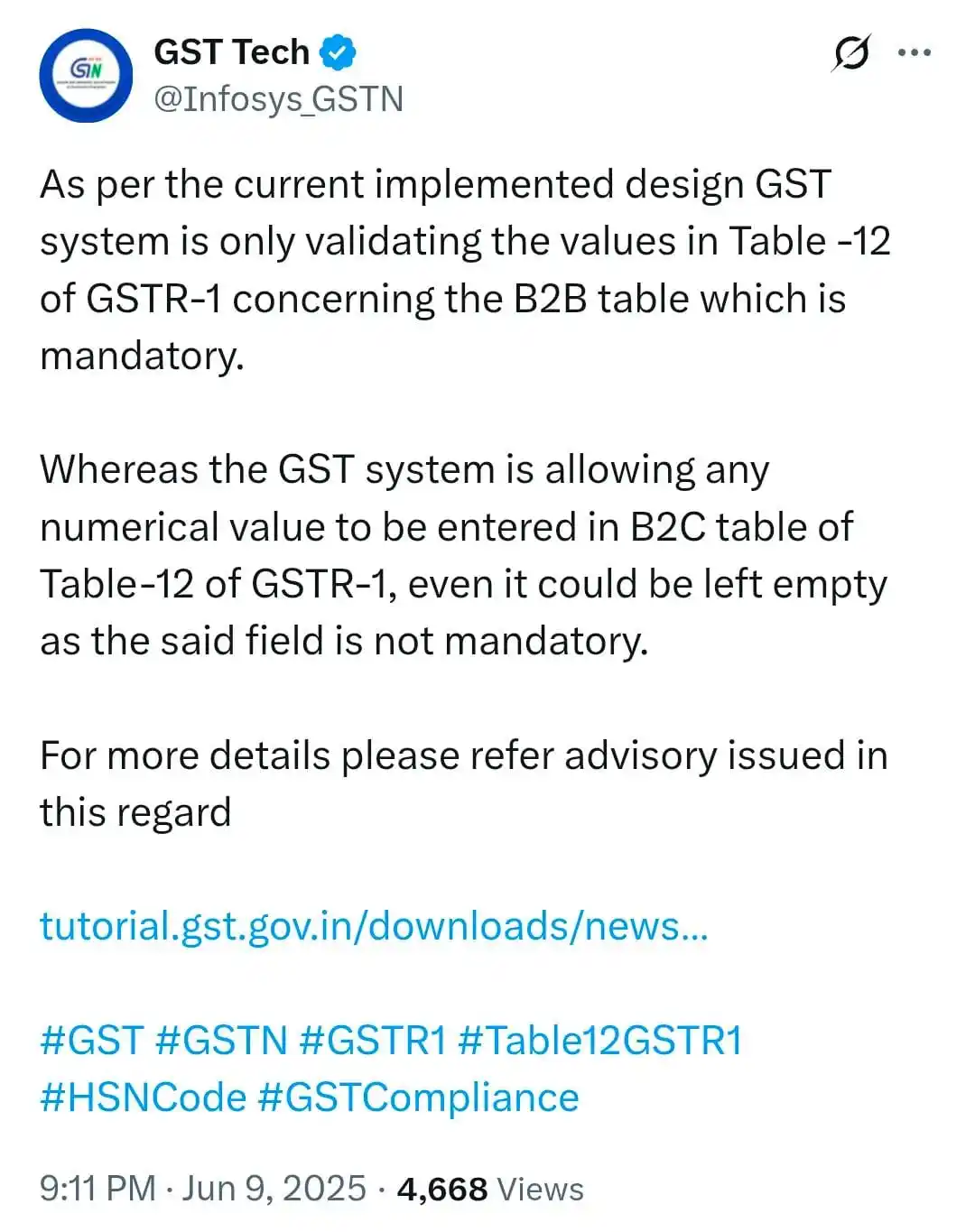 Image from Etaxindia: Clarification by Infosys GSTN regarding Mandatory HSN in GSTR-1 w.e.f....