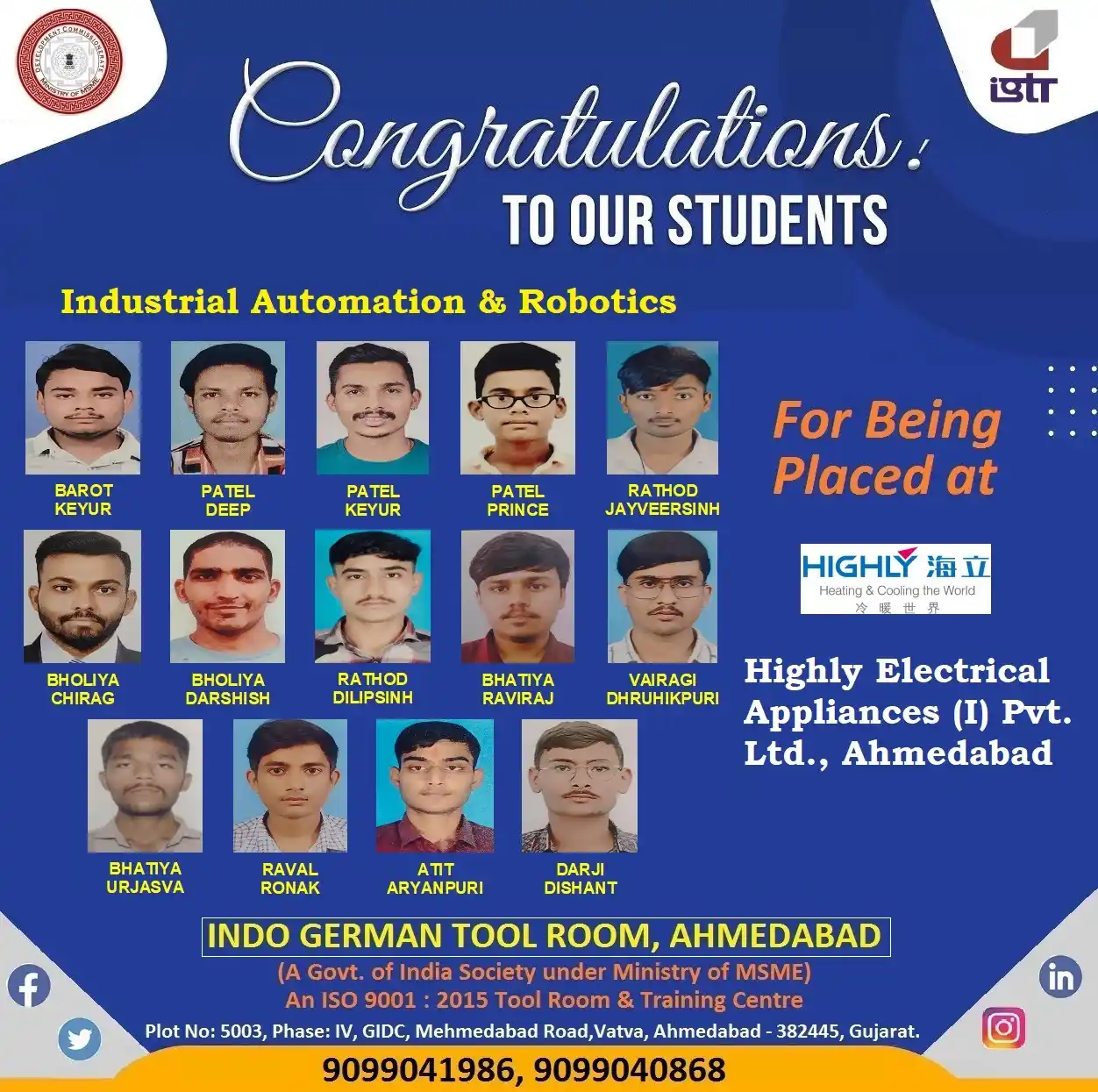 INDO GERMAN TOOL ROOM, AHMEDABAD post