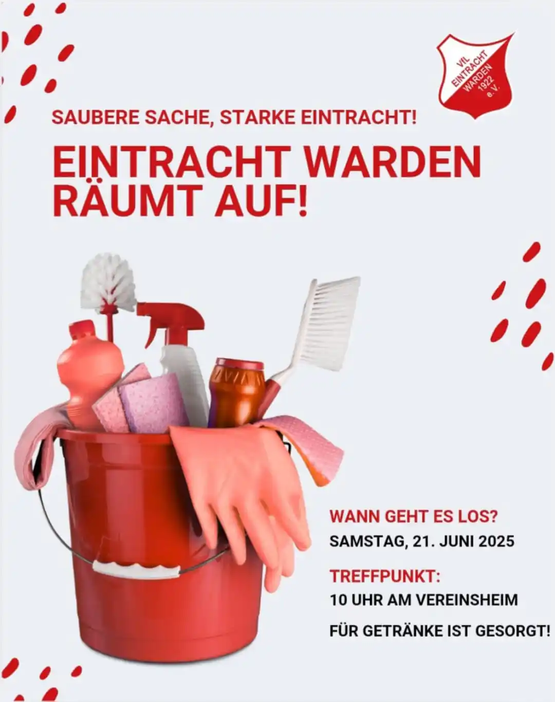 Image from VfL Eintracht Warden 1922 e.V.: *Einladung zur Aufräumaktion bei der Eintracht!* Liebe Mitglieder un...