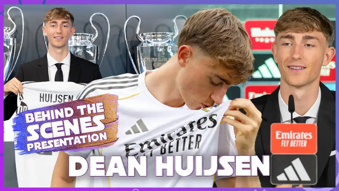 Image from Real Madrid C.F.: 🤩 Enjoy the BTS of Huijsen's presentation!  🎬 ¡Disfruta del BTS de l...