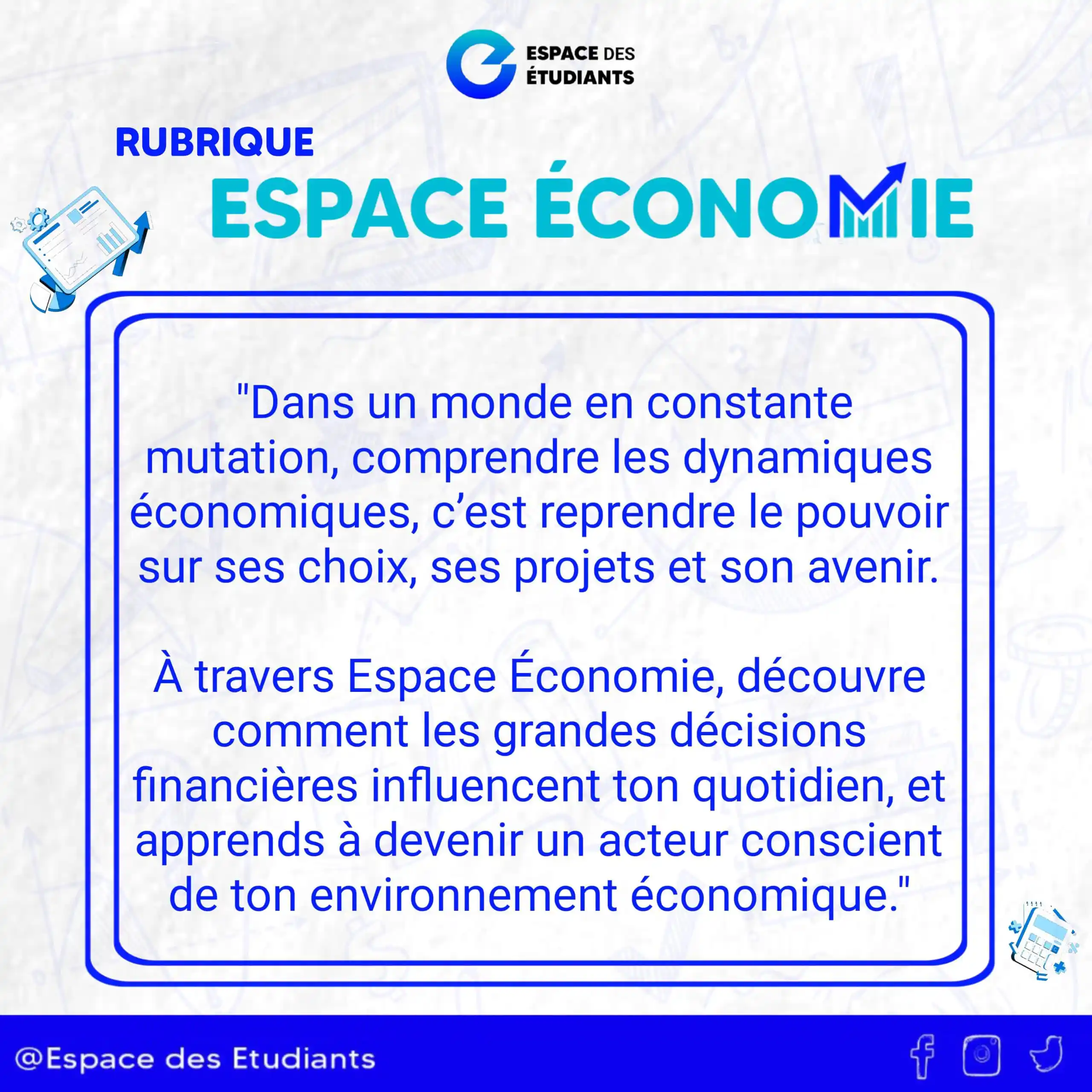 Image from Espace des Étudiants (EE) 🎊💡📚🕯: *Espace Économie*📈📊 *Épisode 5 :* _Comprendre l’économie informelle...