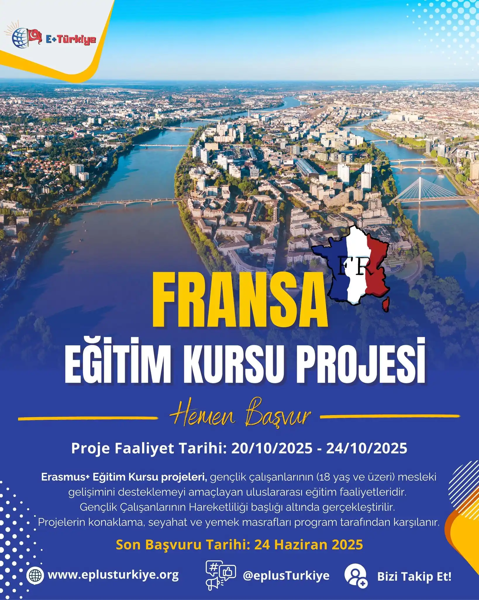 Image from E+ Türkiye 🇹🇷 : 🇫🇷 Fransa’da 5 Günlük Eğitim Kursu Fırsatı! 📍 Yer: Nantes, Fransa ...