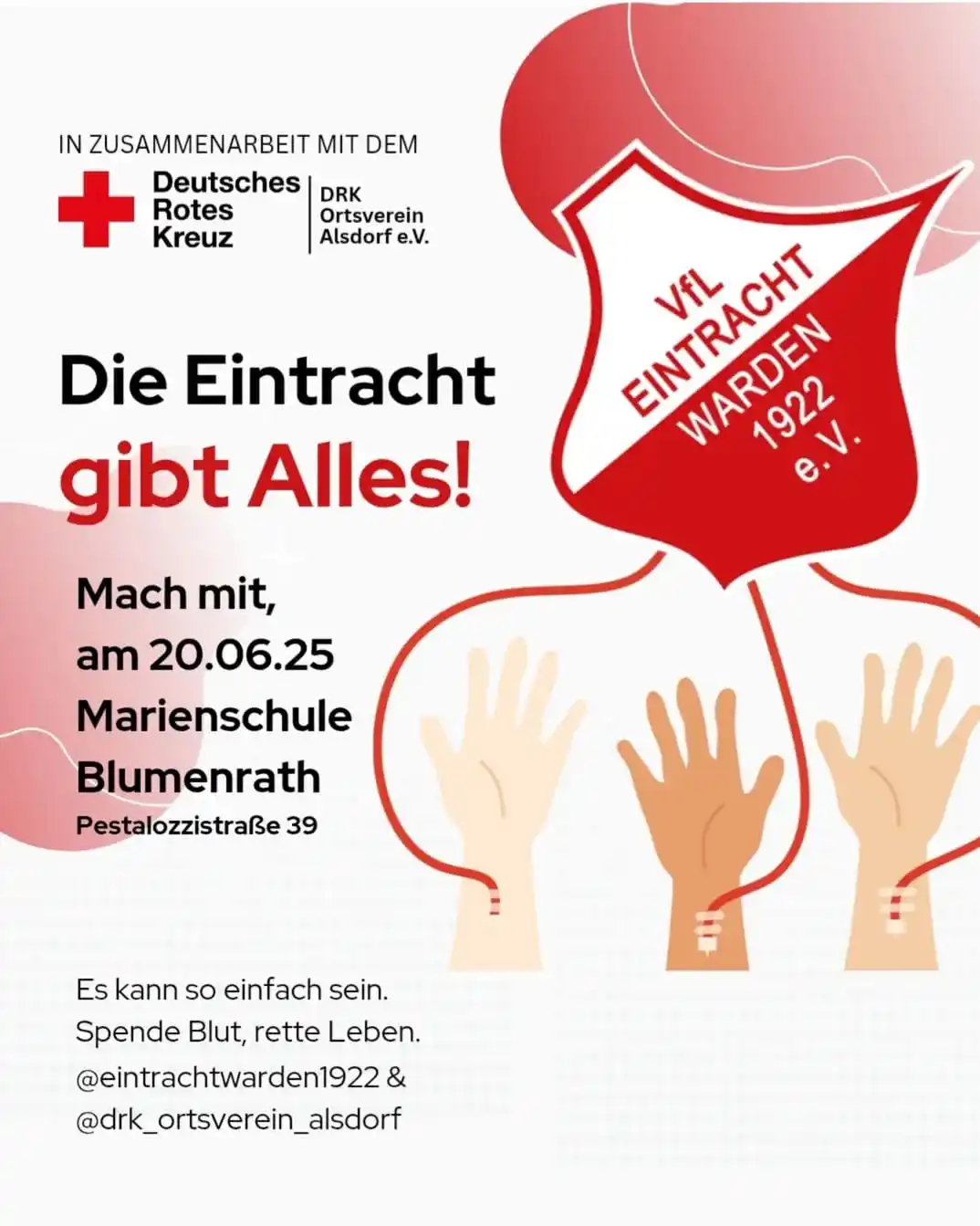 Image from VfL Eintracht Warden 1922 e.V.: *Gemeinsam stark – gemeinsam Leben retten!* Am 20.06.25 habt ihr die...